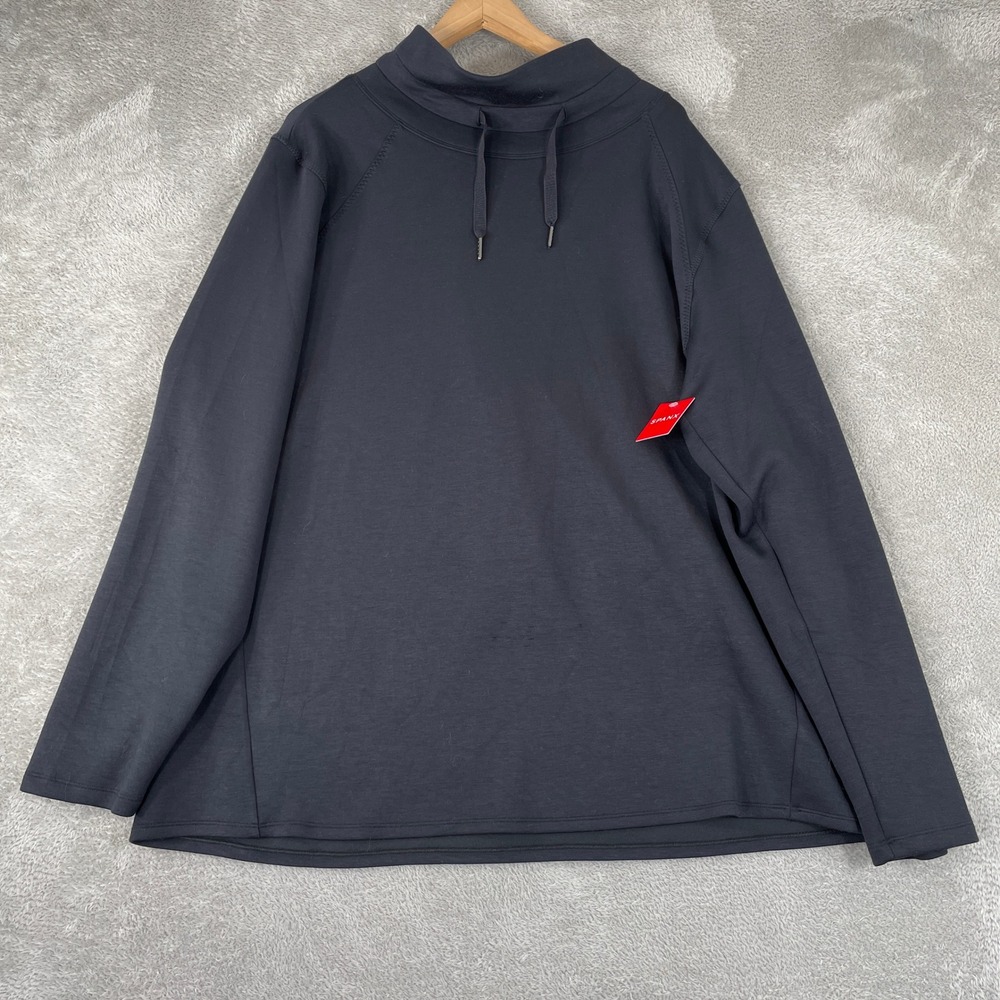 Spanx AirEssentials Pullover Womens 3XL Black Mock Neck Pleated Athleisure Top - Picture 1 of 11
